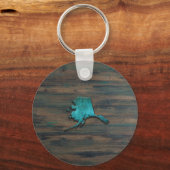 Alaska State Shape Blauwgroen Sleutelhanger (Voorkant)