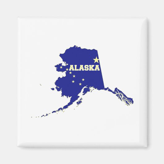 Alaska State Shape Flag met naam Magneet (Voorkant)