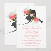 Alaska State Watercolor Floral Faire-part de maria (Devant / Derrière)