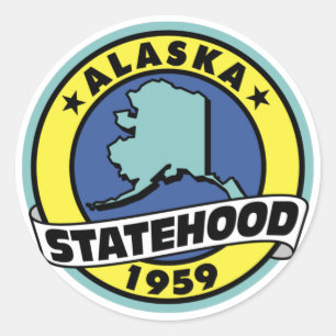 Alaska Statehood Gifts and T - shirts Ronde Sticker