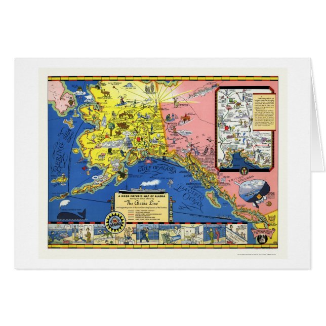 Alaska - Steamship Line Map 1934 (Voorkant Horizontaal)