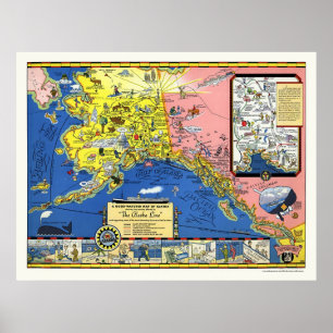 Alaska - Steamship Line Map 1934 Poster