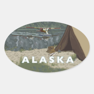 Alaska Struik Plane Souvenirs Ovale Sticker