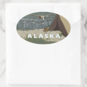 Alaska Struik Plane Souvenirs Ovale Sticker (Tas)