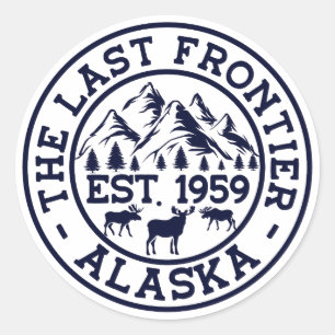 Alaska The Last Frontier Bergen Eland Souvenir Ronde Sticker