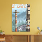 Alaska Totem Poles - Ketchikan, Alaska Canvas Afdruk (Insitu (Woonkamer))