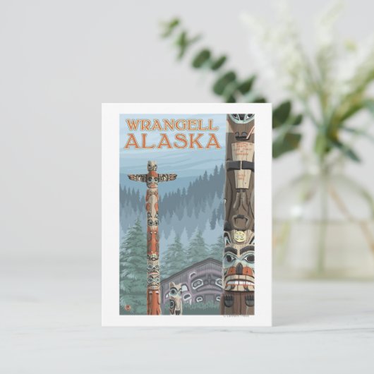 Alaska Totem Poles - Wrangell Alaska Briefkaart (Staand voorkant)