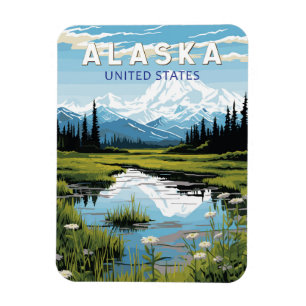 Alaska Travel Art Vintage Magneet