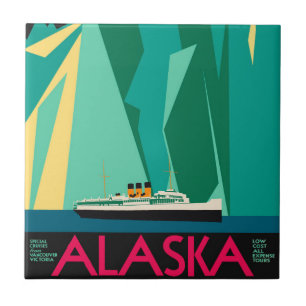  Alaska Travel Poster Art, Taku Glacier Tegeltje