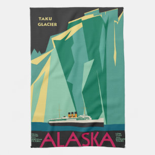 Alaska Travel Poster Art, Taku Glacier Theedoek