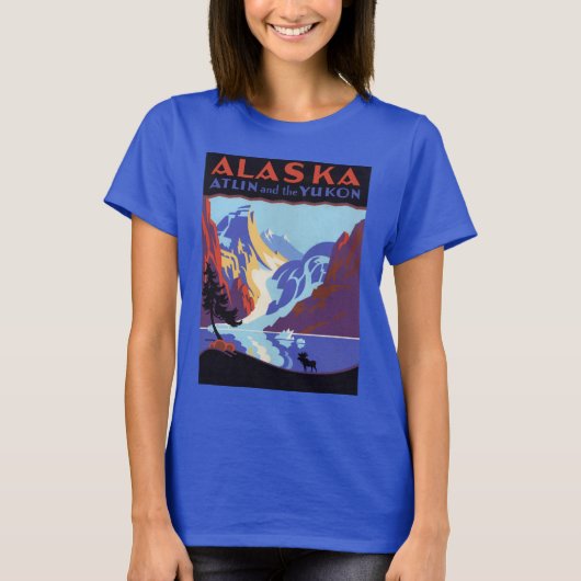 Alaska Travel Poster, Atlin en de Yukon T-shirt (Voorkant)