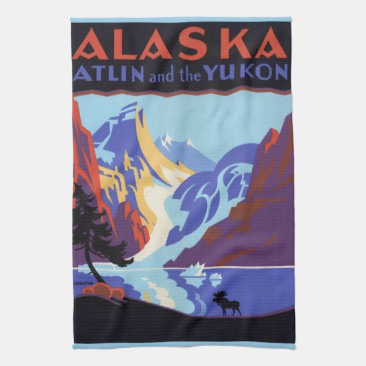  Alaska Travel Poster, Atlin en de Yukon Theedoek (Verticaal)