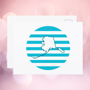 Alaska US State Retro Circle Blauw Briefkaart