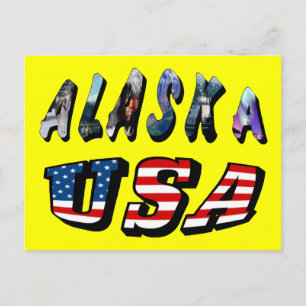 Alaska USA American Flag Travel Afbeelding Quote T Briefkaart