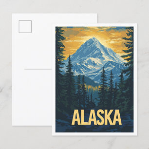 Alaska USA Kunst Vintage Illustratie Reizen Briefkaart
