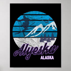 Alaska Verenigde Staten Skigebied Snowboarden Skië Poster