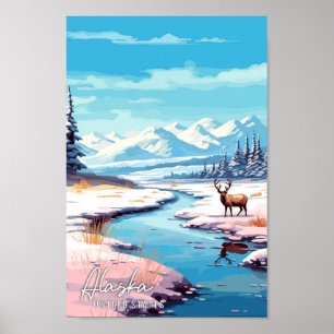 Alaska Verenigde Staten vintage reisillustratie Poster