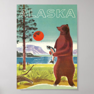 Alaska Vintage Reizen met Beer Poster