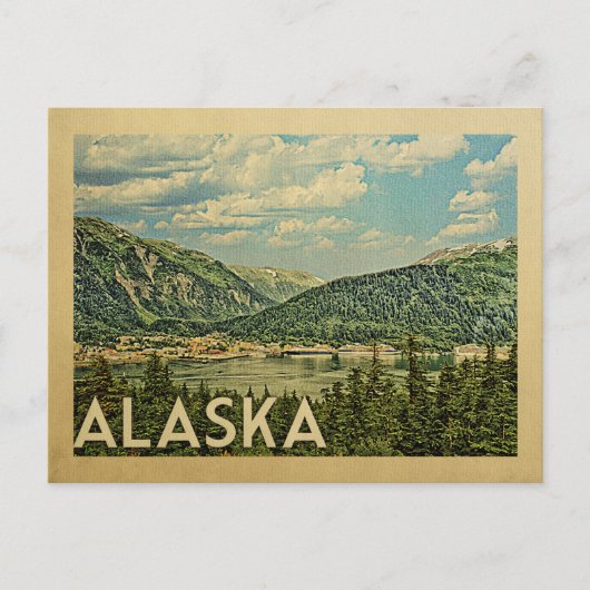 Alaska Vintage Travel Briefkaart (Voorkant)