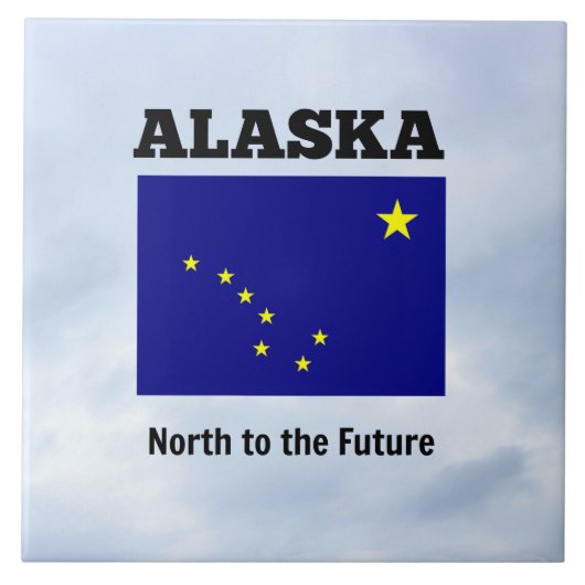 Alaska vlag en slogan tegeltje (Voorkant)