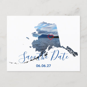 Alaska Vorm Foto Hart Overzicht Bewaar de Datum Aankondigingskaart