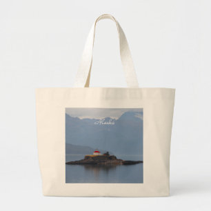 Alaska, vuurtoren, fotografie, winkeltas grote tote bag