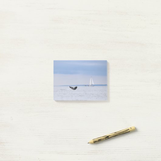 Alaska - walvis en zeilboot post-it® notes (Op bureau)