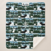 Alaska Waterverf bergen Landschap Med Sherpa Deken (Voorkant)