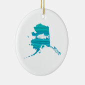 Alaska Wave Salmon Vist Keramisch Ornament (Rechts)