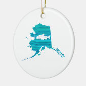 Alaska Wave Salmon Vist Keramisch Ornament (Links)