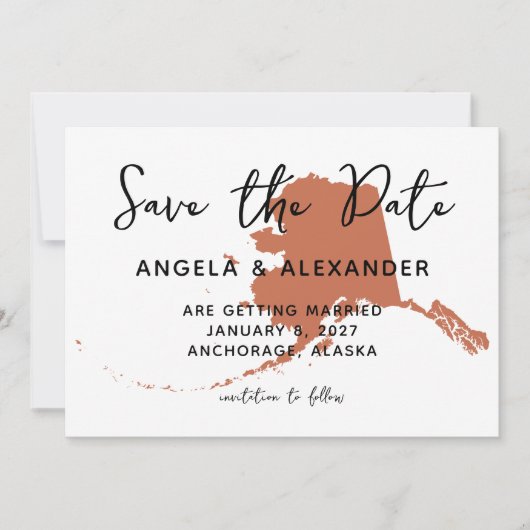 Alaska Wedding Terracotta Save The Date (Voorkant)