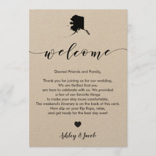 Alaska Wedding Welcome Letter & Itinerary Card Programma