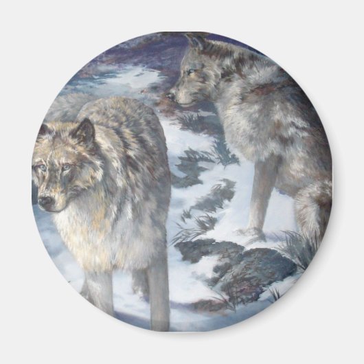 Alaska Wildlife Wolf Pair Magnet Magneet (Voorkant)