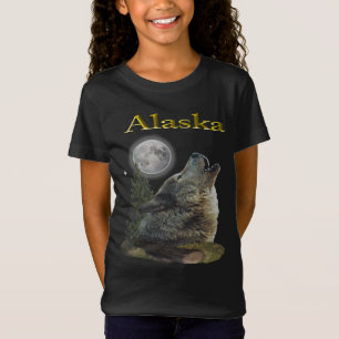 Alaska wolf en maan t-shirt