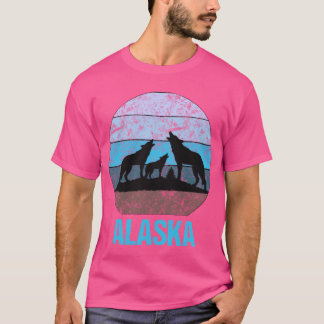 Alaska Wolven Huilen Verschrikt Icy Blue T-shirt