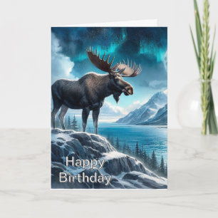 Alaskaanse Eland 's Nachts Natuur Verjaardag Kaart