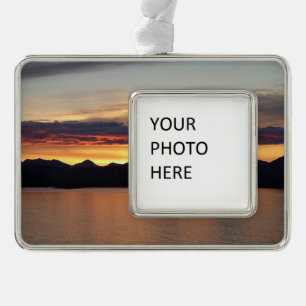 Alaskaanse Zonsondergang I Mooie Alaska-fotografie Verzilverd Kader Ornament