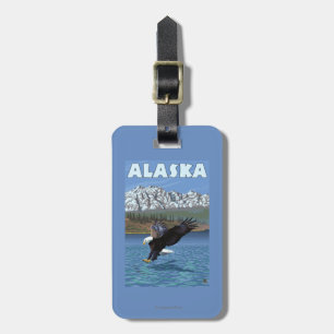 AlaskaBald Eagle Vintage Travel Poster Bagagelabel