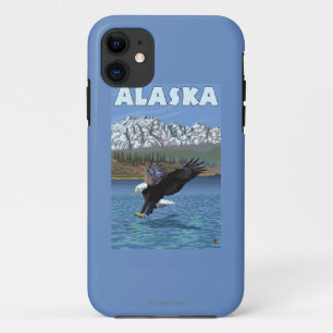 AlaskaBald Eagle Vintage Travel Poster iPhone 11 Hoesje