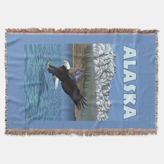 AlaskaBald Eagle Vintage Travel Poster Deken (Voorkant)