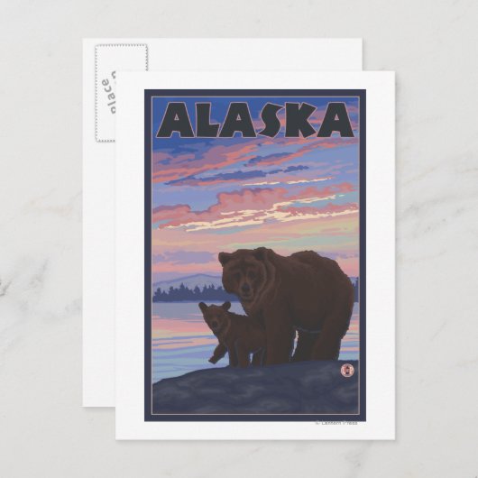 AlaskaBear en Cub Briefkaart (Voorkant / Achterkant)