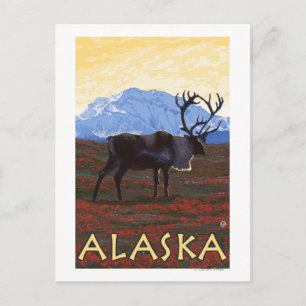 AlaskaCaribou Vintage Travel Poster Briefkaart