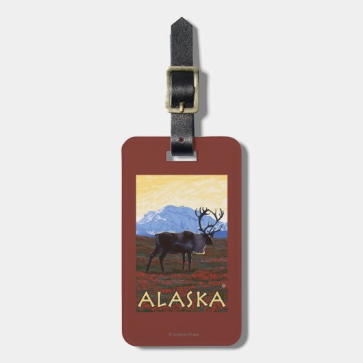 AlaskaCariou Vintage Travel Poster Bagagelabel (Voorkant verticaal)