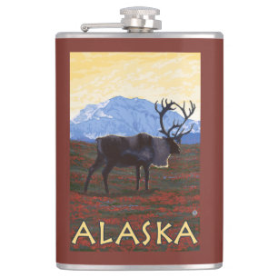 AlaskaCariou Vintage Travel Poster Heupfles
