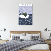 AlaskaCrab Boat Vintage Travel Poster Canvas Afdruk (Insitu (Slaapkamer))