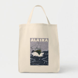 AlaskaCrab Boat Vintage Travel Poster Tote Bag