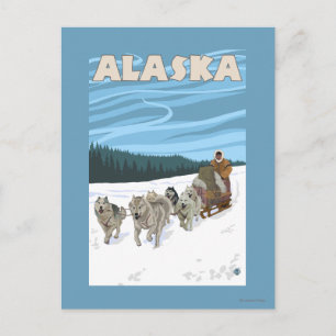 AlaskaDogsledding Vintage Travel Poster Briefkaart