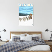 AlaskaDogsledding Vintage Travel Poster Canvas Afdruk (Insitu (Slaapkamer))