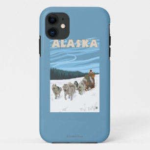 AlaskaDogsledding Vintage Travel Poster iPhone 11 Hoesje