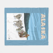 AlaskaDogsledding Vintage Travel Poster Fleece Deken (Voorkant (Horizontaal))